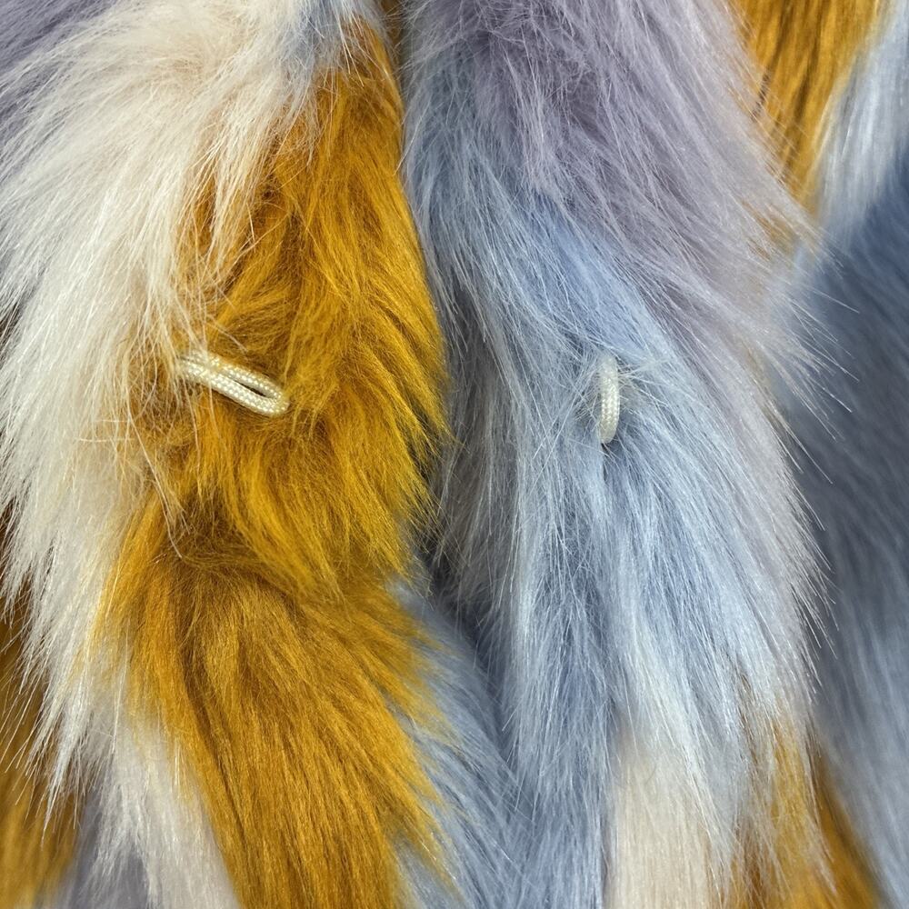 Forever 21 BarbieCore Trippy Faux Fur Rainbow Colorful Festival Rave Jacket Lg - Picture 4 of 14